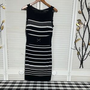 Elegant Black and White Striped Dress